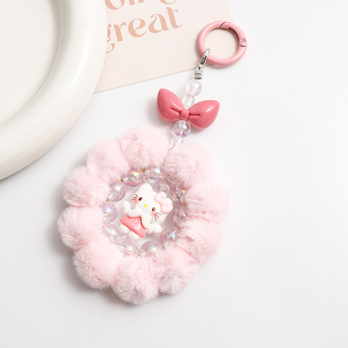 Wholesale Cute Cartoon Pom Pom Keychain Plush Bag Charm Decorative Accessory MOQ≥2