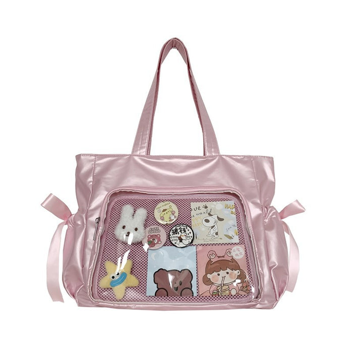 Wholesale Double-Sided Transparent Butterfly Pain Bag Versatile Soft Large Capacity Shoulder Bag Class Tote Bag