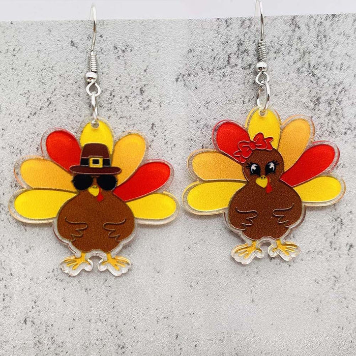 Wholesale Thanksgiving Turkey Acrylic Earrings JDC-ES-Chengy035