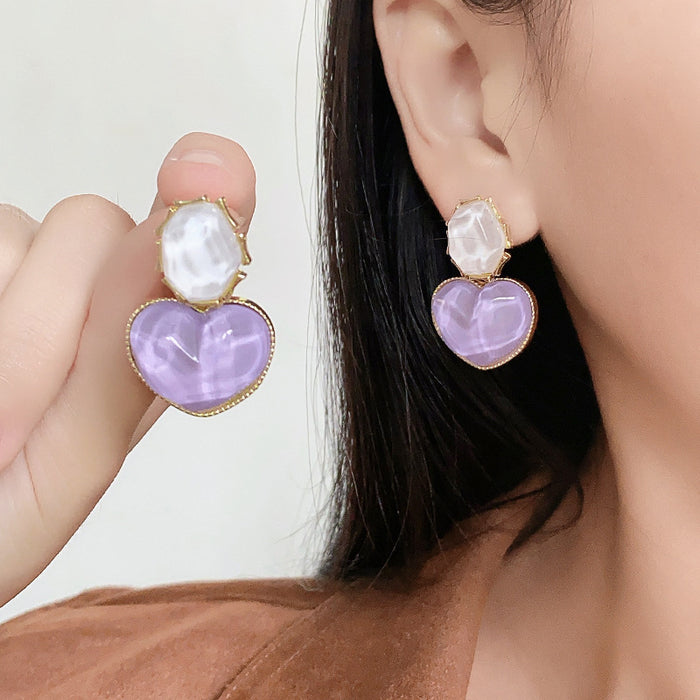 Wholesale Blue contrasting water ripple heart design earrings