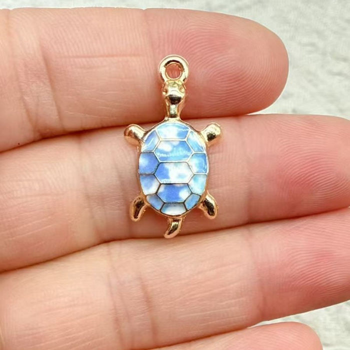 Wholesale 10pcs DIY Colorful Turtle Bracelet Pendant Alloy Oil Drip Accessories Hanging Earrings
