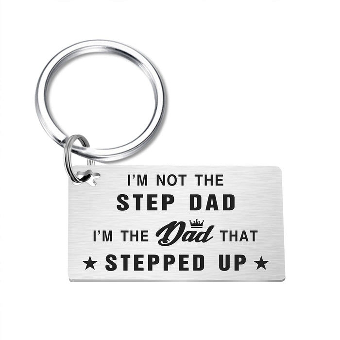 Wholesale Square steel keychain, Father's Day engraved gift, stainless steel card keychain