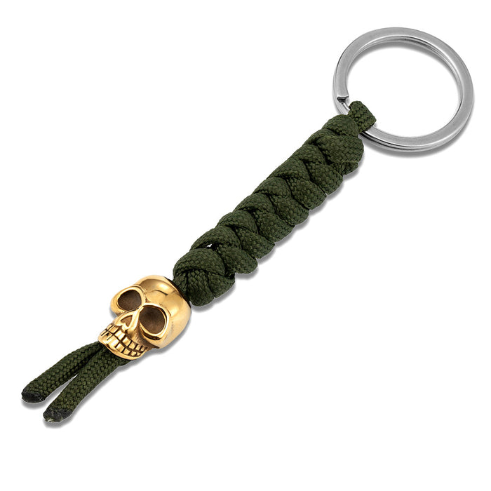 Wholesale Creative Decorative Keychain Gold Silver Fashion Skeleton Stainless Steel Hand Woven Rope