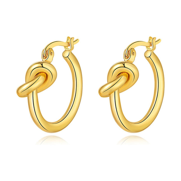 Wholesale Stainless Steel Light Luxury Knotted Wire Hoop Earrings