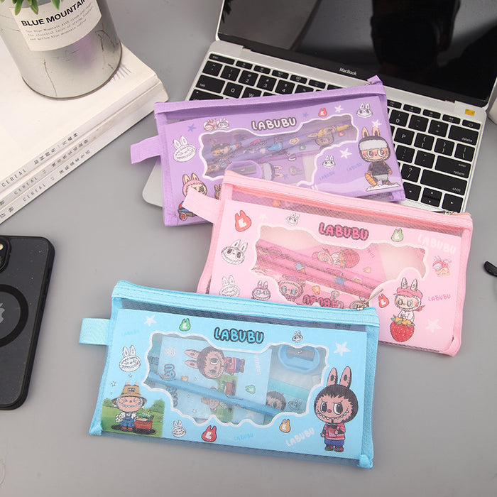 Wholesale Cartoon Monster Stationery Set Student Learning Supplies Gift Pencil Ruler Eraser Stationery