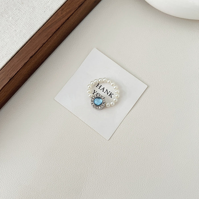 Wholesale Sea Blue Treasure Pearl Necklace Light Luxury Niche Clavicle Chain Pearl Earrings Necklace Set