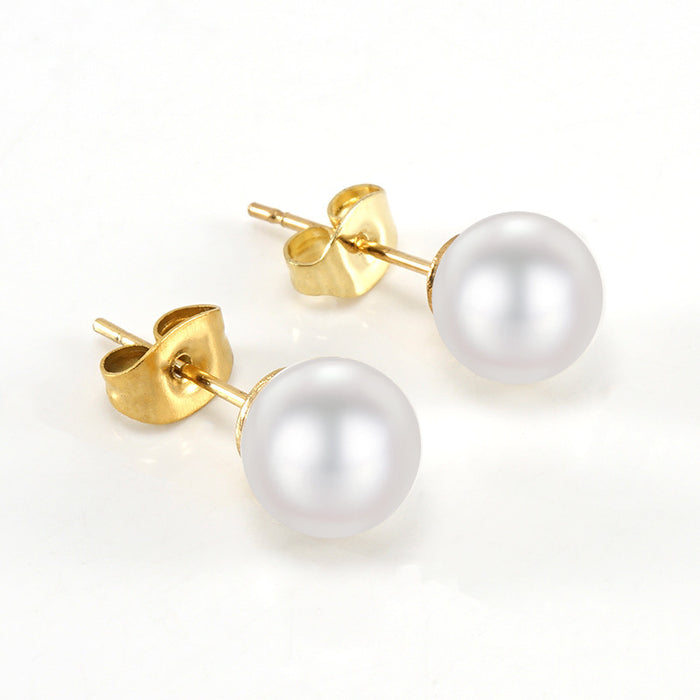 Wholesale Stainless steel pearl stud earrings for women