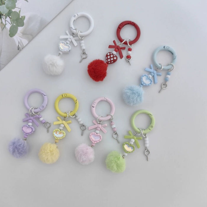 Wholesale Fur Ball Mobile Phone Chain Beaded Cute Hanging Chain Pendant Keychain