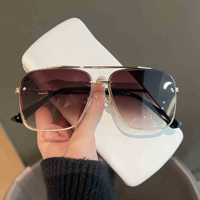 Wholesale New Transparent Blue Sunglasses for Men, Retro Double Beam Driving Sunglasses for Travel, UV Protection