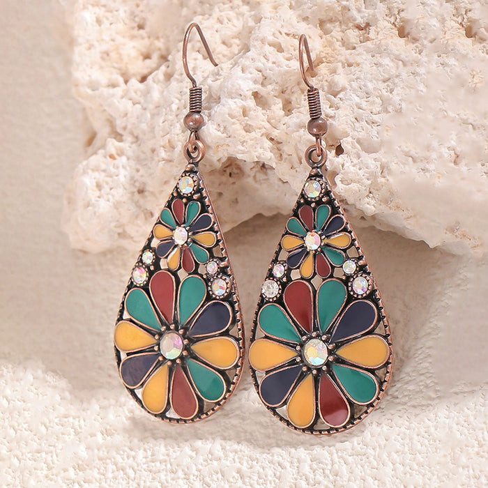 Wholesale Zinc Alloy Bohemian Drop Earrings with Rhinestone for Party Wear Boutique Resale MOQ≥2
