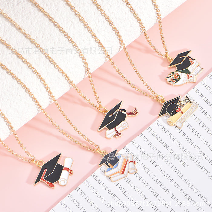 Wholesale jewelry bachelor hat necklace alloy oil drop niche clavicle chain