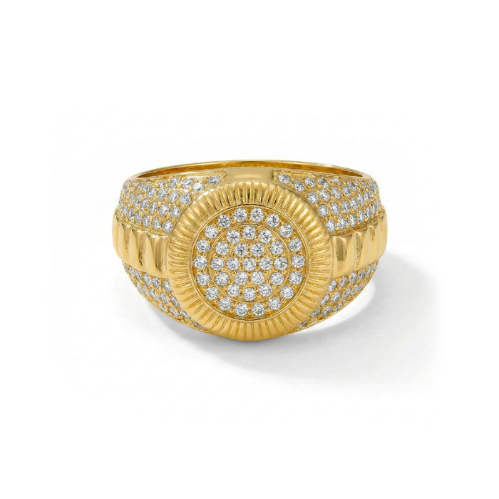 Wholesale Men' s 18K Gold-Plated Ring with Zircon Inlay