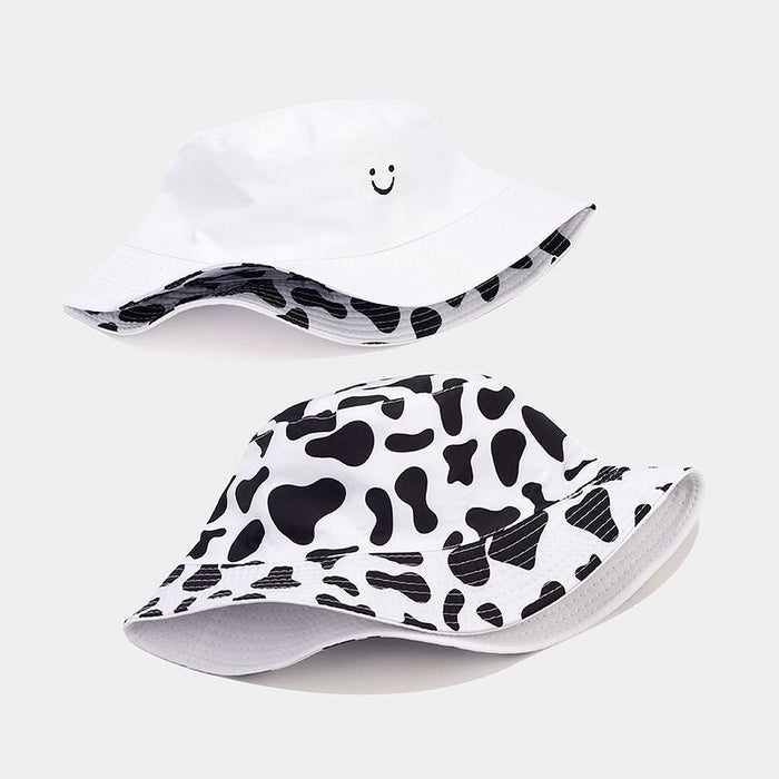 Wholesale Cotton Cow Pattern Smiling Face Bucket Hat JDC-FH-LvY014