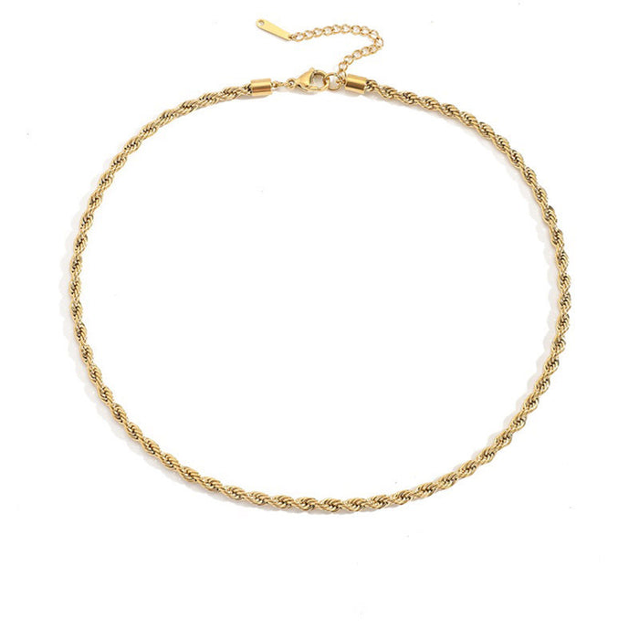 Wholesale Gold Plated Twisted Chain Men and Women Stainless Steel Necklace JDC-NE-TuoF006