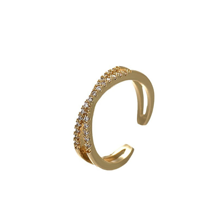 Wholesale Exquisite zircon inlaid open ring with simple temperament, niche ring accessory