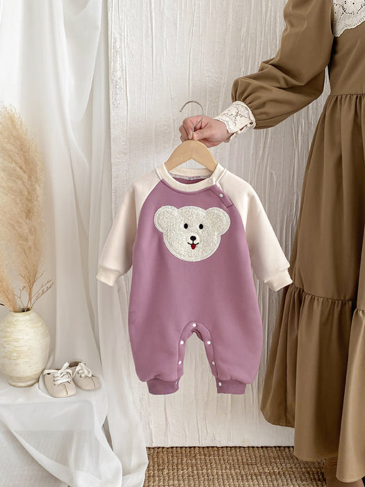 Wholesale Plush Bodysuit Cute Colorblock Warm Climbing Clothes Baby Clothes JDC-BC-WeiNiS028