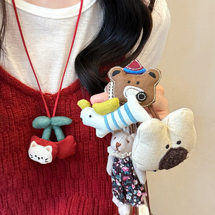 Wholesale Cute plush animal necklace, women's autumn and winter long style hanging neck sweater chain, sweatshirt chain