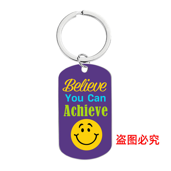 Wholesale Motivational Positive Metal Color Printing Keychains JDC-KC-GangGu053