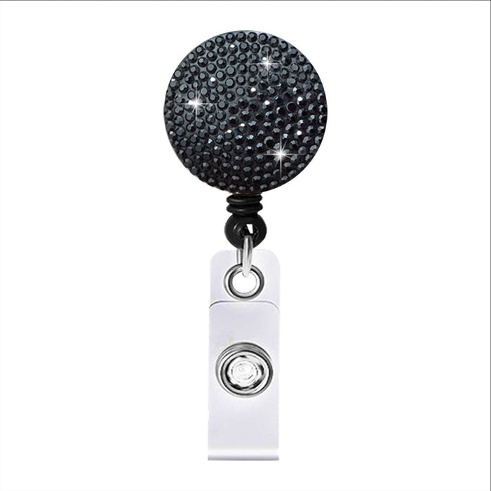 Wholesale Round Color AB Rhinestone Telescopic Clip Easy Pull Keychain JDC-KC-QiDing009