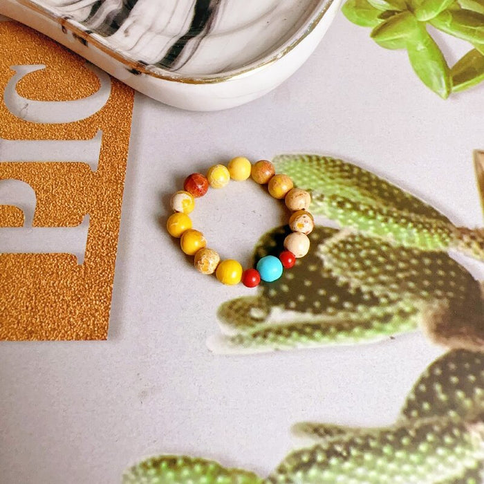 Wholesale Strong light freshwater pearl ring, retro red agate index finger ring, elastic rope ring, stackable ring