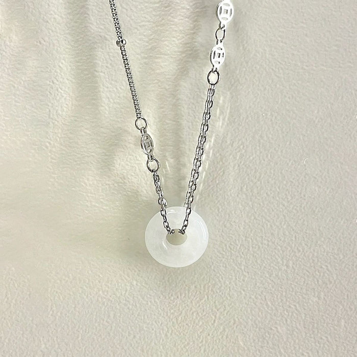 Wholesale Ping An buckle necklace, niche retro ink style bead necklace, high-end and versatile collarbone chain