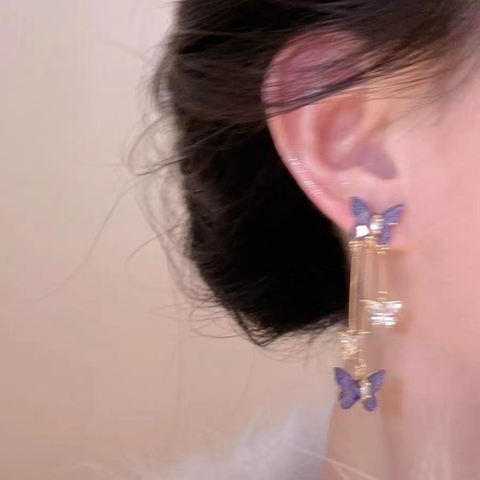 Wholesale Butterfly romantic tassel earrings