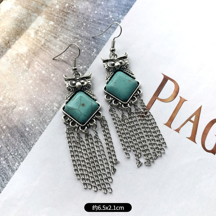 Wholesale Alloy Vintage Turquoise Ethnic Style Earrings JDC-ES-Luox009