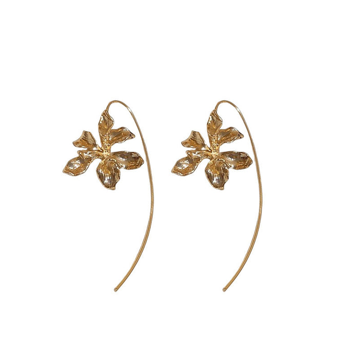 Wholesale Vintage Metallic Phoenix Flower Ear Hook Earrings French Flower High-end Earrings for Women