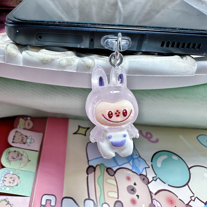 Wholesale Mobile phone dust plug charging port dust cap luminous pull cloth dust plug