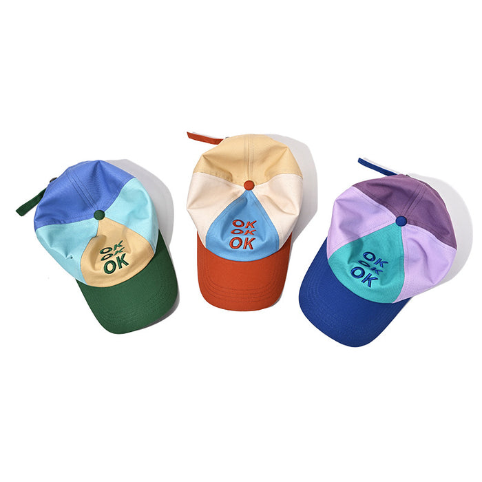 Wholesale Color blocked baseball cap embroidered letters duckbill cap soft top sun hat