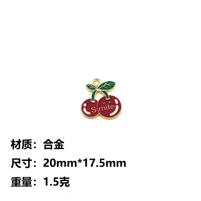 Wholesale 10pcs Cute Cartoon Fruit Letter DIY Alloy Oil Dropping Earrings Pendant Keychain Pendant Hand Rope Jewelry Accessories