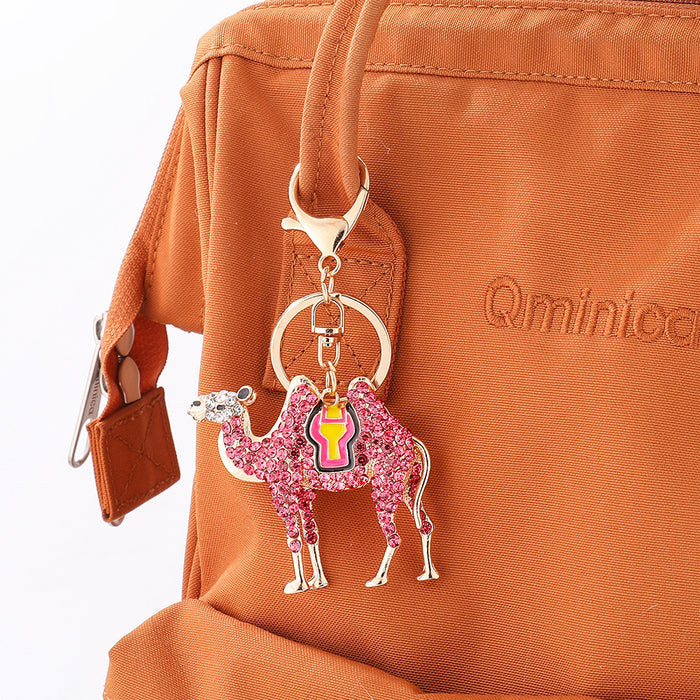 Wholesale diamond camel car key chain animal car key chain metal pendant
