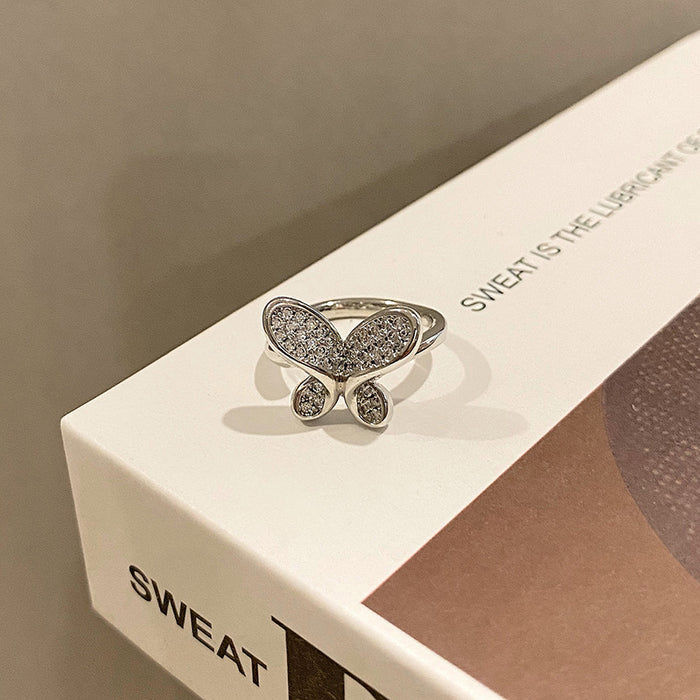 Wholesale Simple geometric cross opening ring, fashionable, niche, personalized, butterfly temperament, versatile, high-end feeling