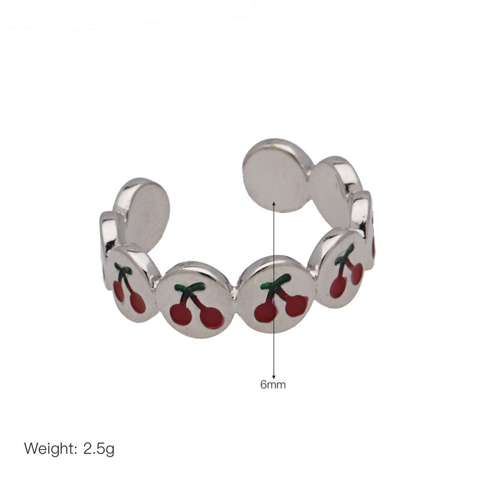 Wholesale color oil with zirconium fruit cherry strawberry open ring