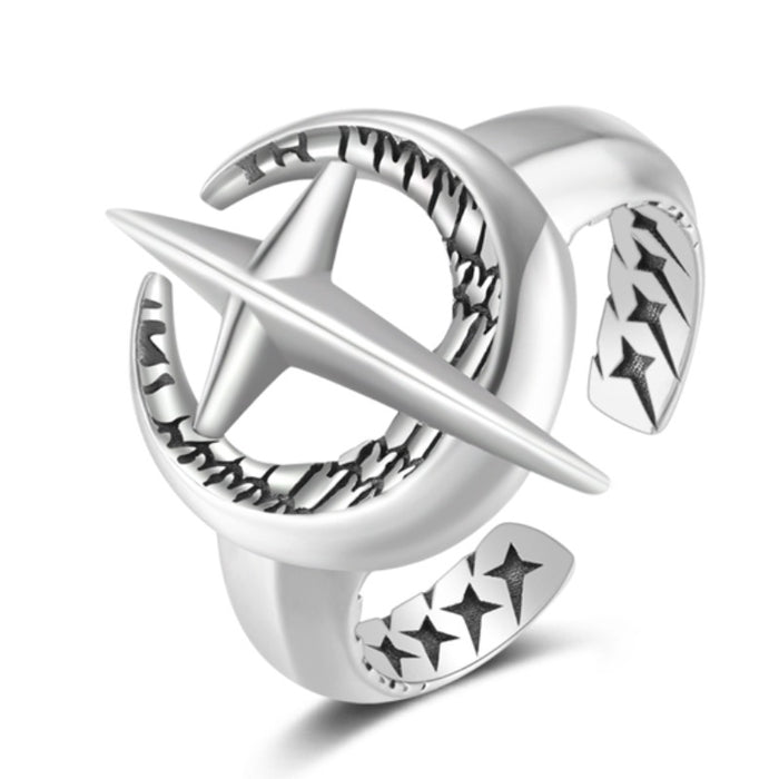 Wholesale Thai Silver Romantic Single Ring Star Moon Ring