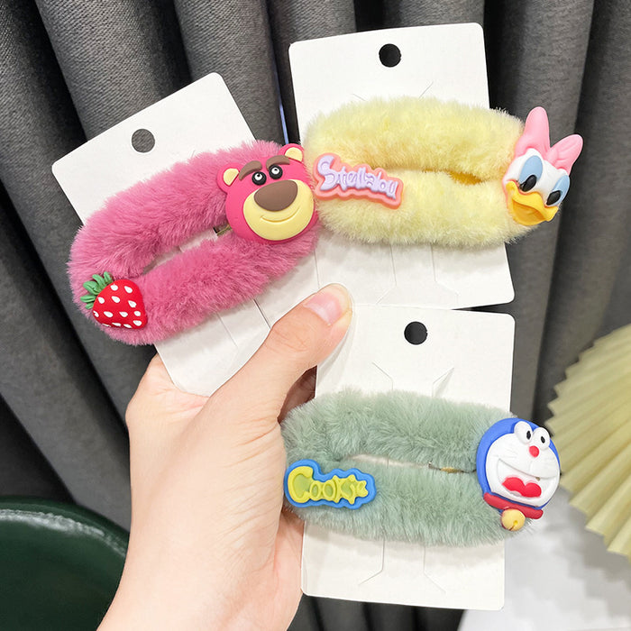 Wholesale Cute plush cartoon side clip hair clip