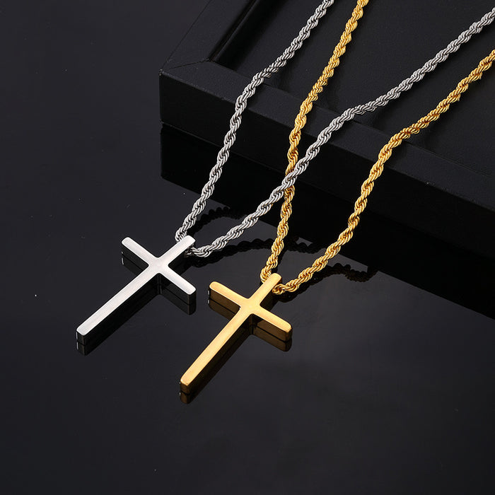 Wholesale titanium steel glossy cross pendant men's stainless steel necklace