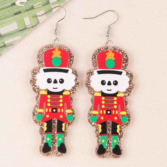 Wholesale Cartoon Christmas Series Acrylic Earrings Snowman Cup Flower Personalized Wine Bottle Earrings Ear Jewelry