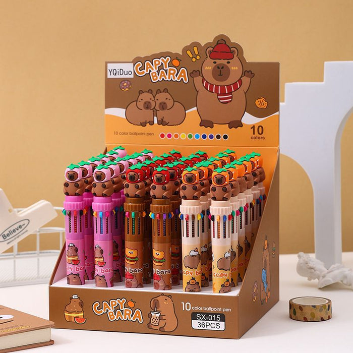 Wholesale Cartoon animal themed multi color pens ten color ballpoint pens