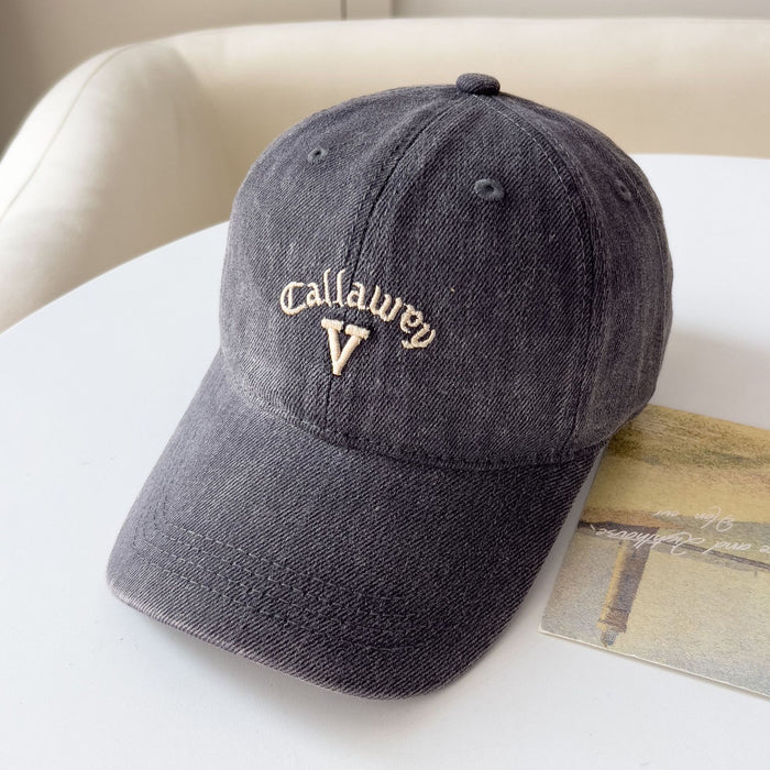 Wholesale Women's Summer New Sun Protection Hat Japanese Style Solid Color Letter Embroidery Three-Dimensional V Versatile Travel Baseball Cap Trendy