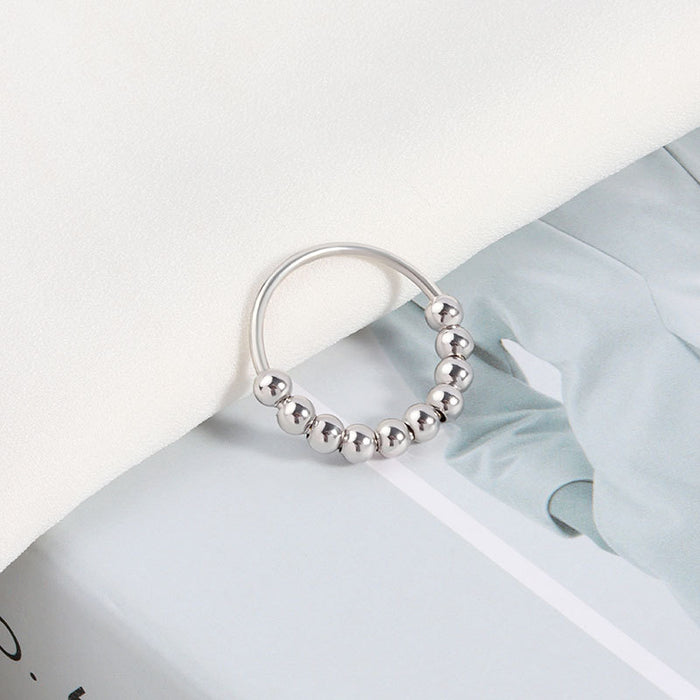 Wholesale Decompression Creative Rotating Beads Copper Ring JDC-RS-YJY021