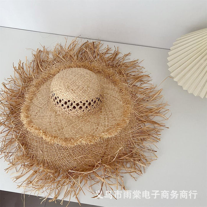 Wholesale Children's Straw Hat Large Eave Lafitte Broken Edge Breathable Sunshade Hat