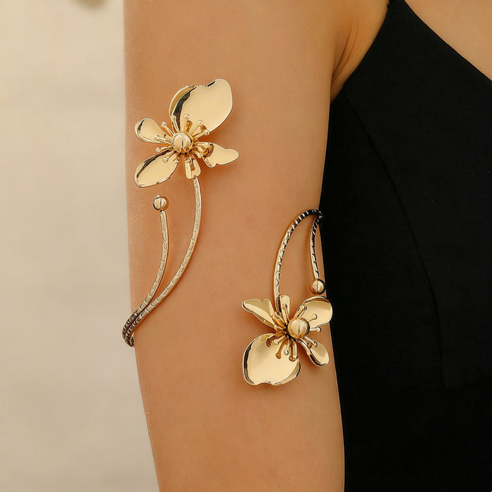 Wholesale Floral Open Cuff Bracelet Trendy Adjustable Arm Jewelry