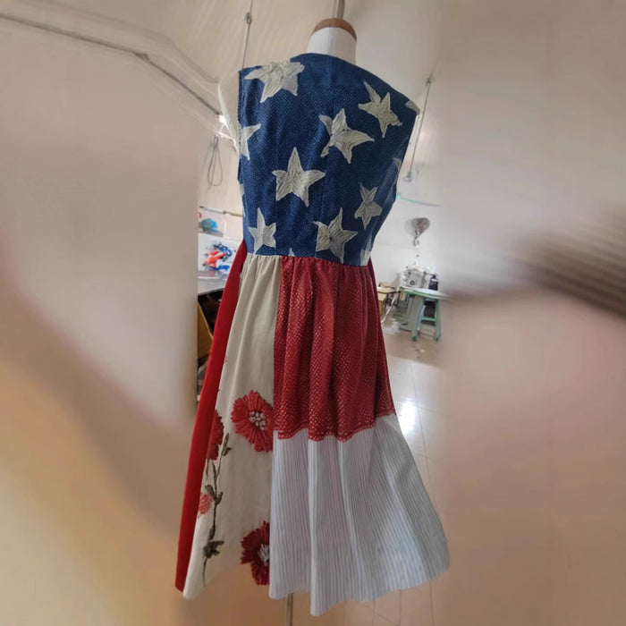 Wholesale Printed national flag long dress