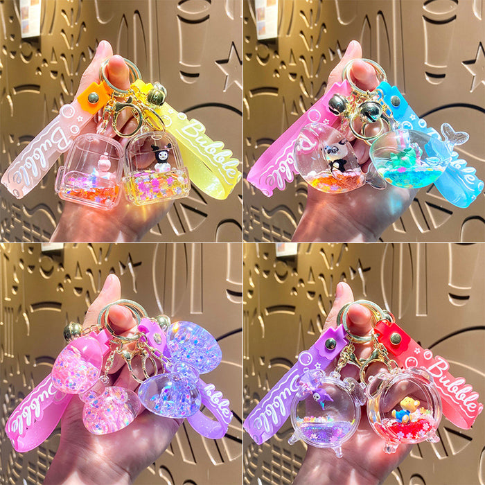 Wholesale Oil-filled Quicksand Acrylic Keychain JDC-KC-Benxin038