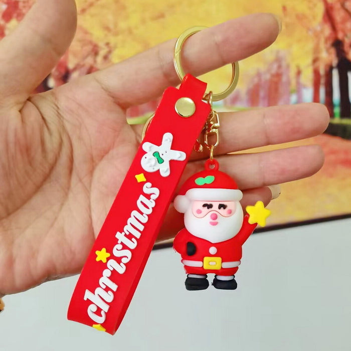 Wholesale Silicone Christmas Keychain Cute Cartoon Pendant