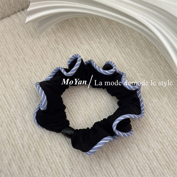 Wholesale Plaid Lace Scrunchie High-End Pearl Bun Hair Tie Ponytail Holder