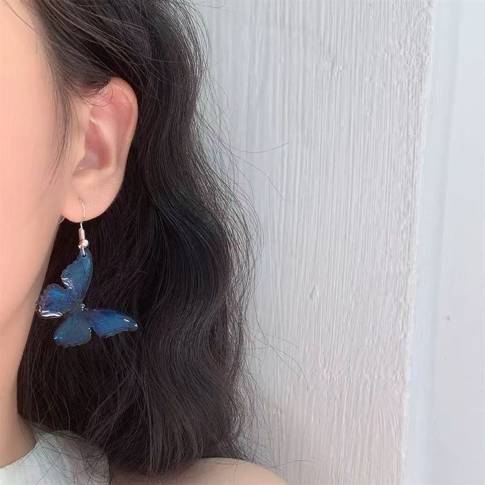 Wholesale Blue Butterfly 925 Silver Needle Clip Earrings for Women