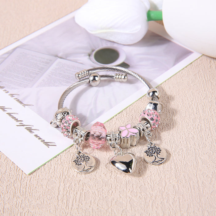 Wholesale Fashionable titanium steel bracelet, personalized pendant, crystal bracelet, versatile and high-end bracelet