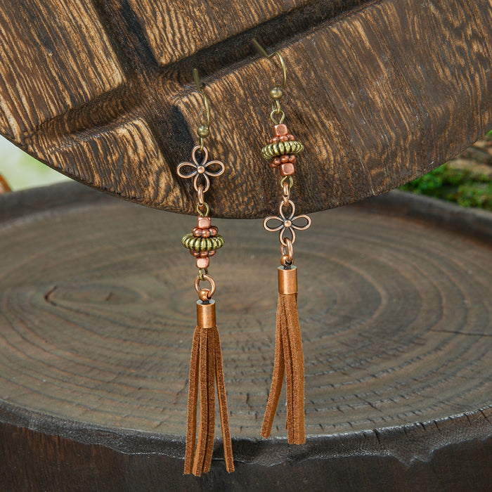 Wholesale 2pcs Vintage Bohemian Hand-made Tassel Earrings